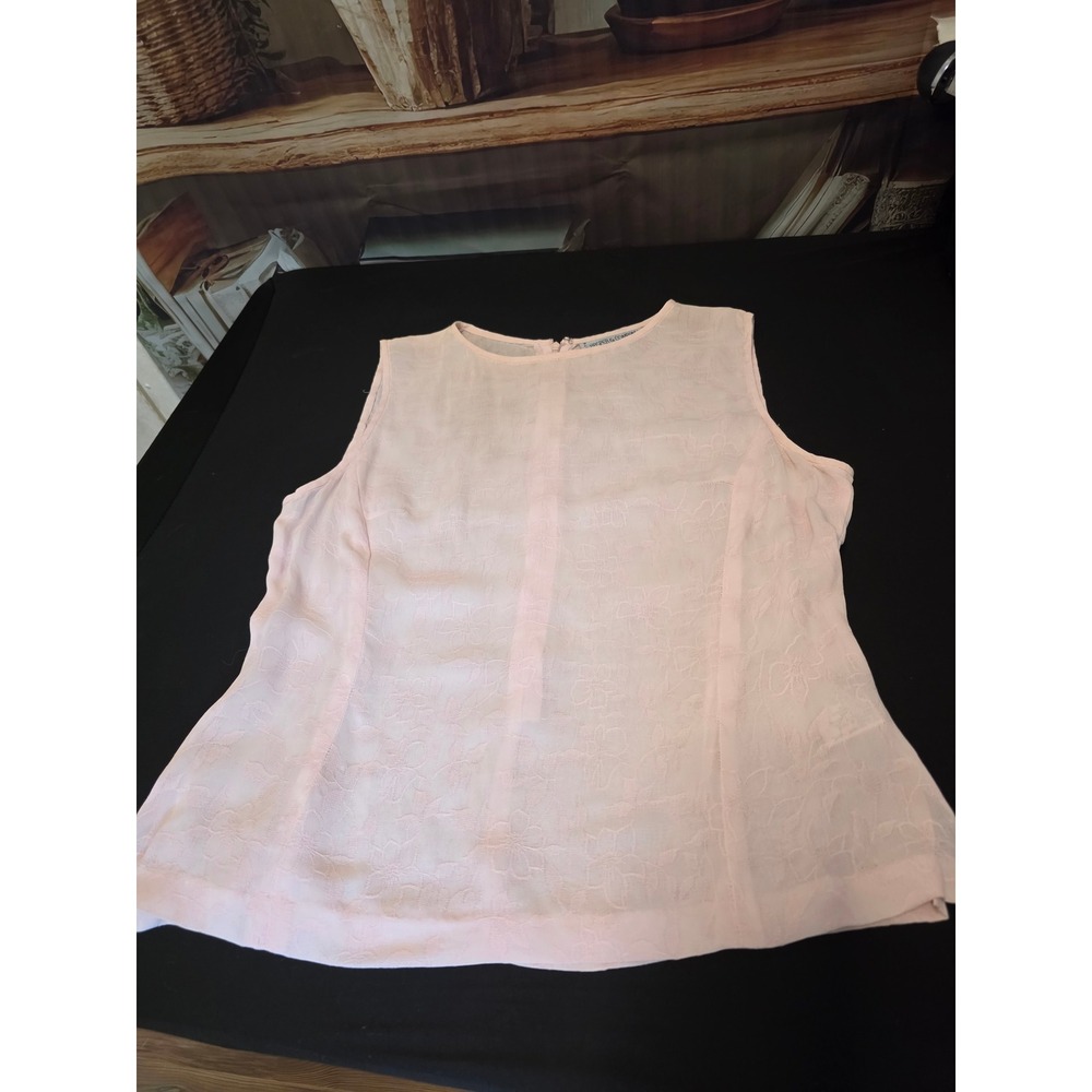Kasper & Company Petite 10P ASL Pink Floral Jacquard Sleeveless Shell Top Blouse